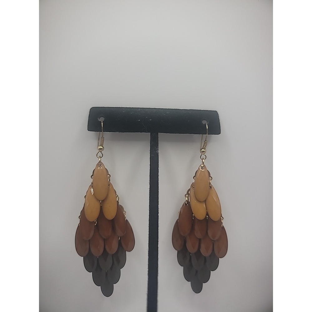 New Earrings Drop Dangle Length Womens Brown Tan Jewelry Costume‎